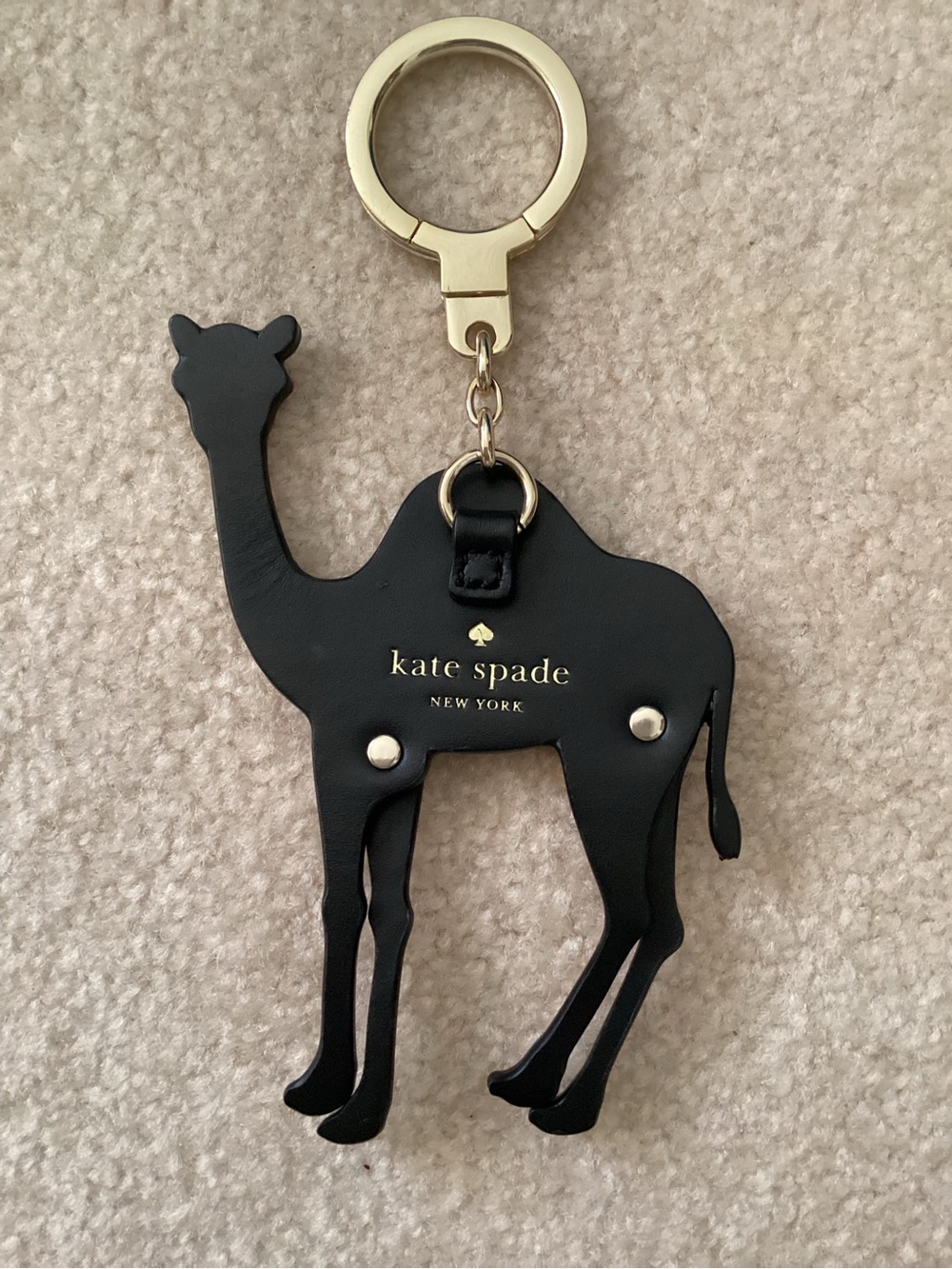 Kate Spade Camel Keychain Charm in Blush Pink with Multicolor Saddle - Picture 2 of 2